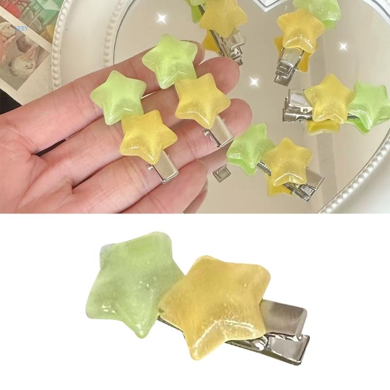 Kẹp Tóc Mỏ Vịt Trong Suốt Kết Cấu Thạch Hình Ngôi Sao Dành Cho Thanh Thiếu Niên