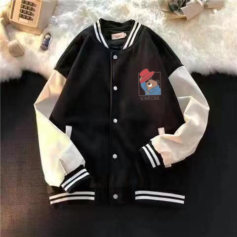 Áo Khoác Bóng Chày Tay Dài In Họa Tiết Hoạt Hình Phong Cách Hàn Quốc Thời Trang Cho Cặp Đôi
