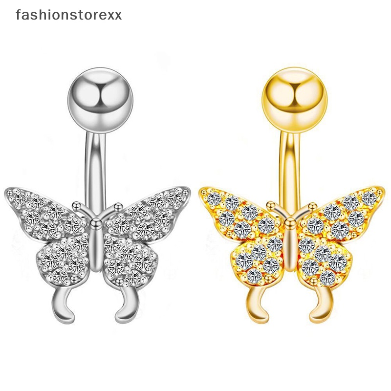 Khuyên Rốn Hình Bướm Đính Đá Zircon Thời Trang Quyến Rũ Chất Lượng Cao Bằng Thép Không Gỉ vvn