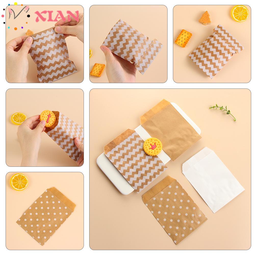 Set 50 Túi Giấy Kraft Gói Bánh Trang Trí Tiệc Cưới 15CM * 10CM