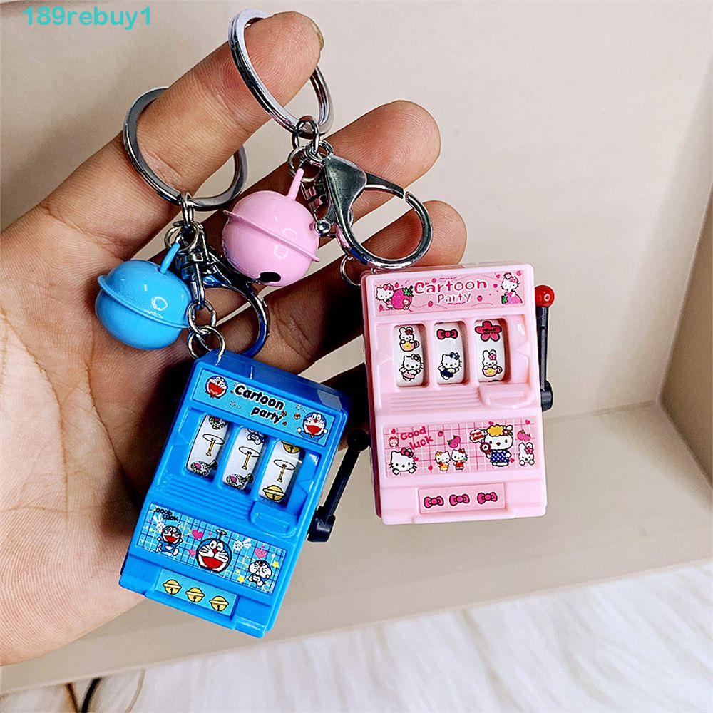 Giá Đỡ Điện Thoại Di Động Mini Hình Mèo Kitty / Pikachu / Máy Chơi Game Cầm Tay Cổ Điển Có Móc Khóa REBUY1|Móc Khóa Hình Cô Gái Có Chuông Dễ Thương