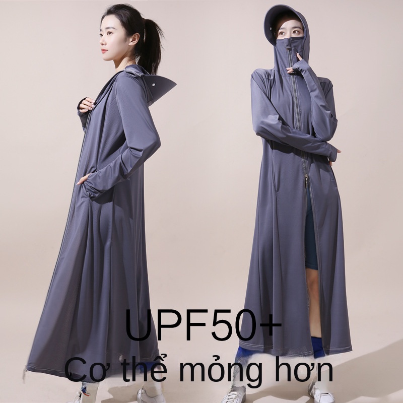Áo Khoác Chống Nắng Tia UV Dáng Dài UPF 50 + Vải Lụa Lạnh Mỏng Thời Trang Mùa Hè Cho Nữ | BigBuy360 - bigbuy360.vn