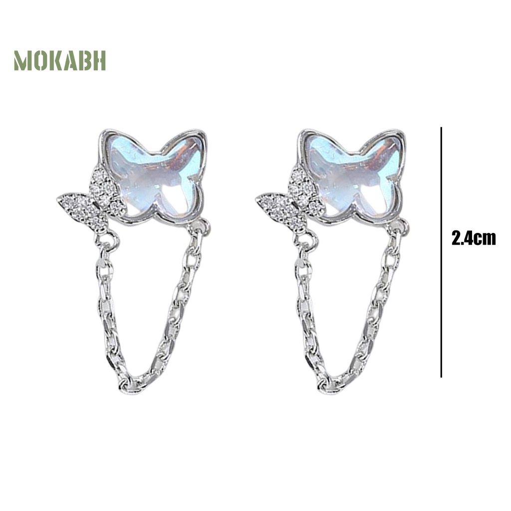 1 Đôi Bông Tai Hình Bướm Đính Đá Mặt Trăng Thời Trang Dành Cho Nữ