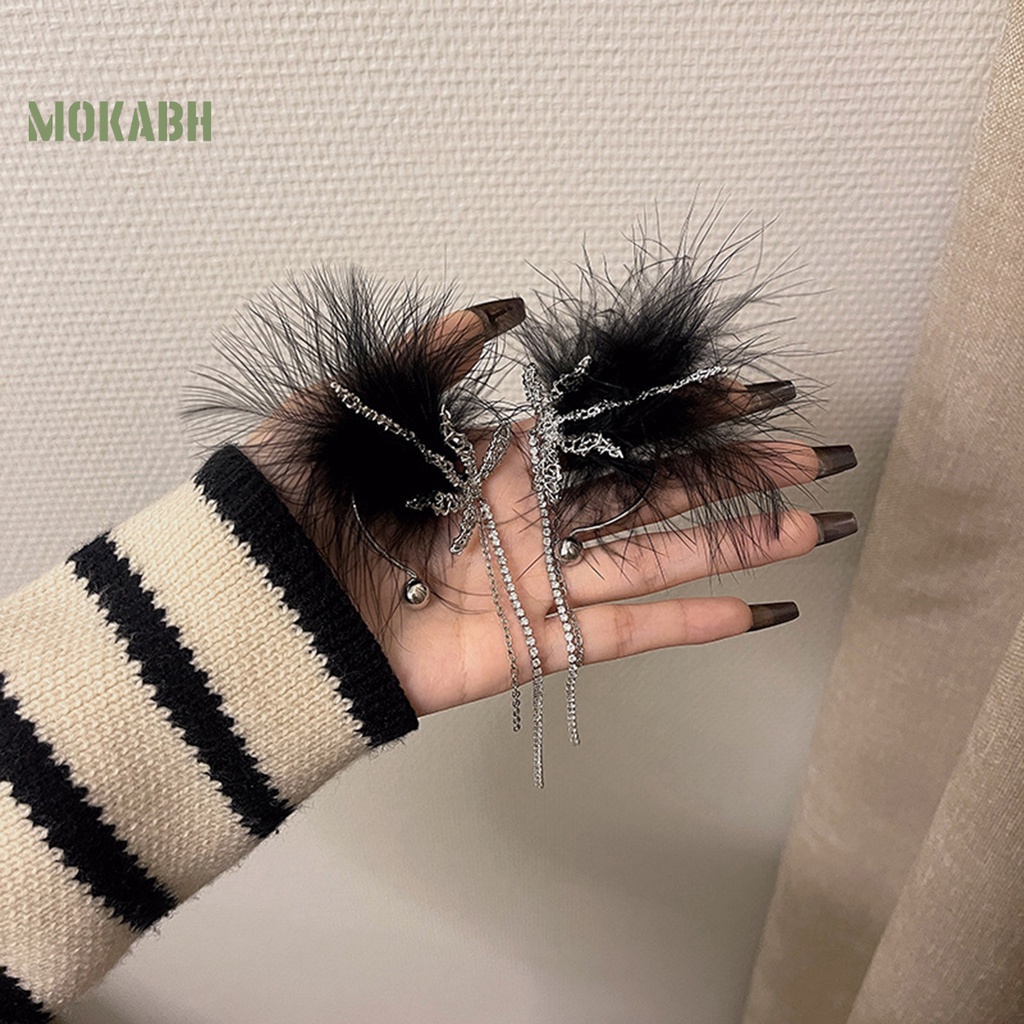 1 Khuyên Kẹp Vành Tai Hình Lông Vũ Đính Ngọc Trai Giả Sang Trọng