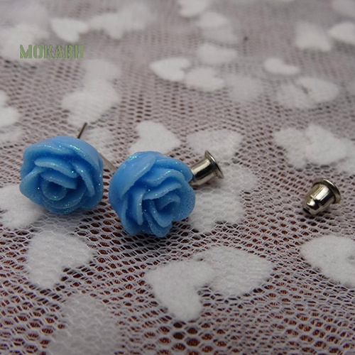 Set 12 Đôi Bông Tai Hoa Hồng Nhiều Màu Thời Trang