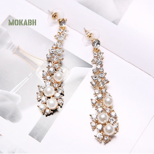 Bông Tai Đính Đá Ngọc Trai Giả Thời Trang Thanh Lịch Dành Cho Nữ