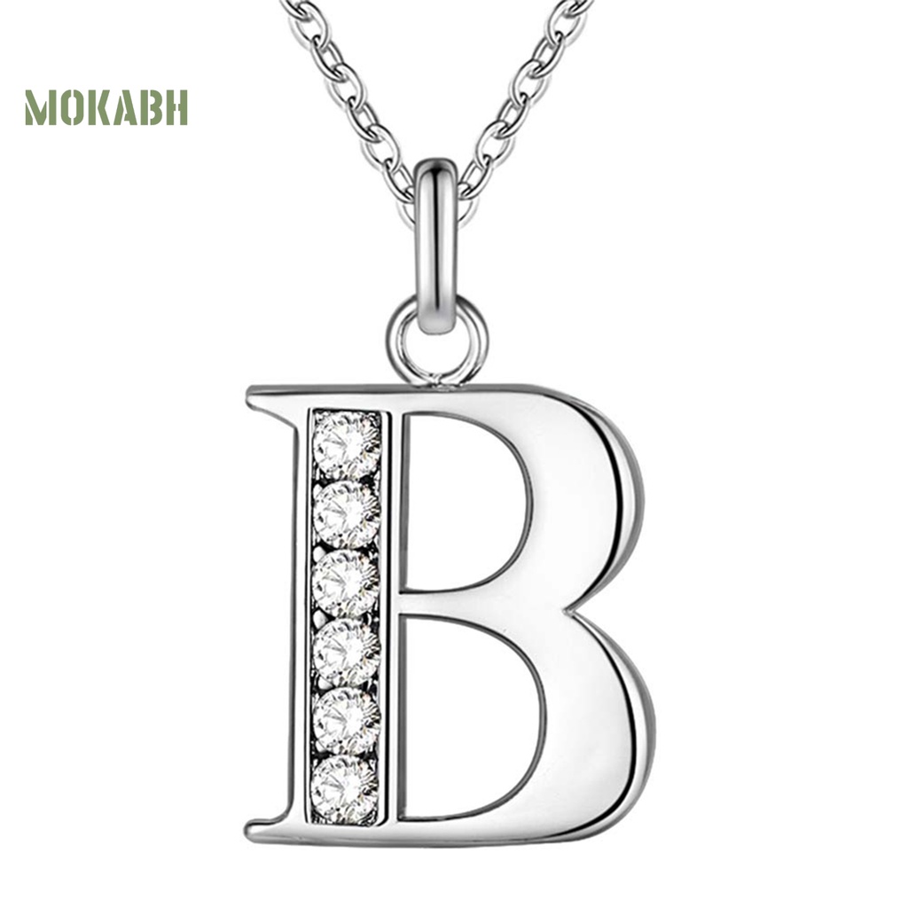 Vòng cổ Đồng Mạ Bạc Mặt Chữ Cái Đính Đá Thời Trang Dự Tiệc