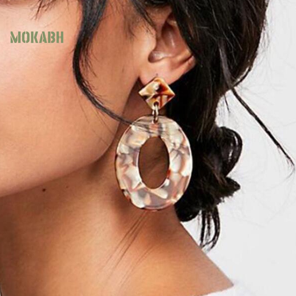 Bông Tai Hình Oval Rỗng Phong Cách Retro Thời Trang Cho Nữ