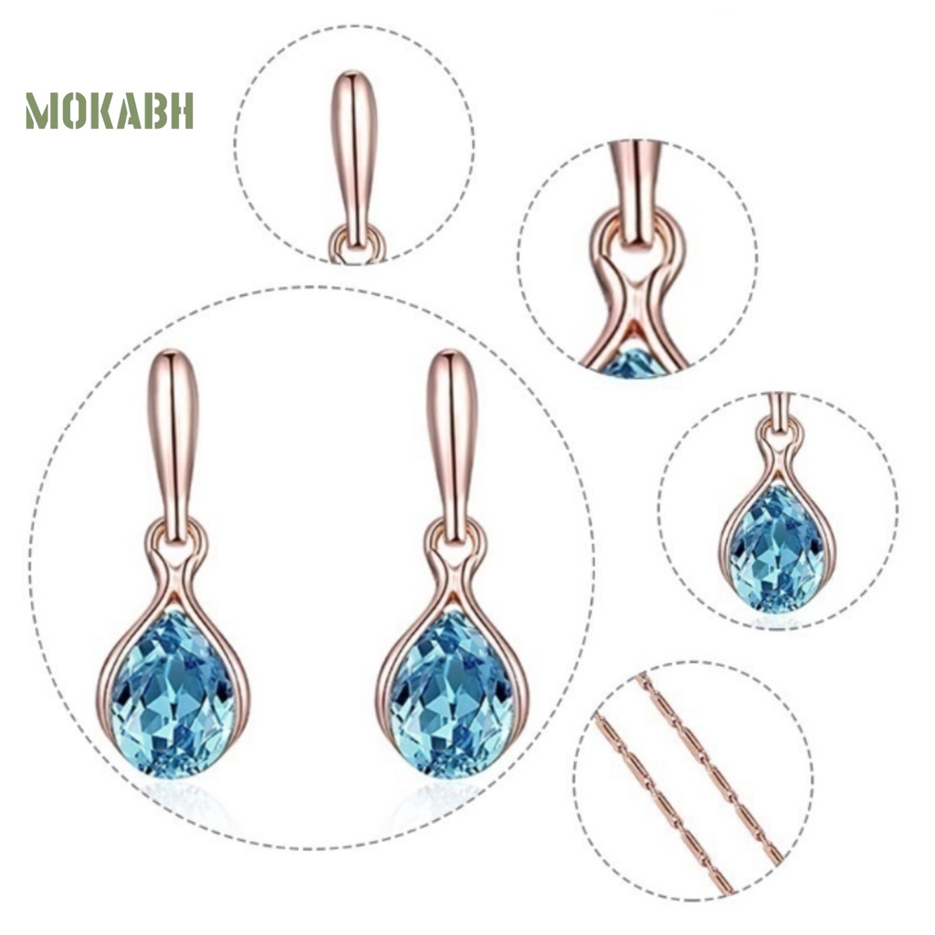 1 Bộ Vòng cổ + Bông Tai Hình Học Đính Đá Trọng Lượng Nhẹ Lấp Lánh Thời Trang Cho Nữ