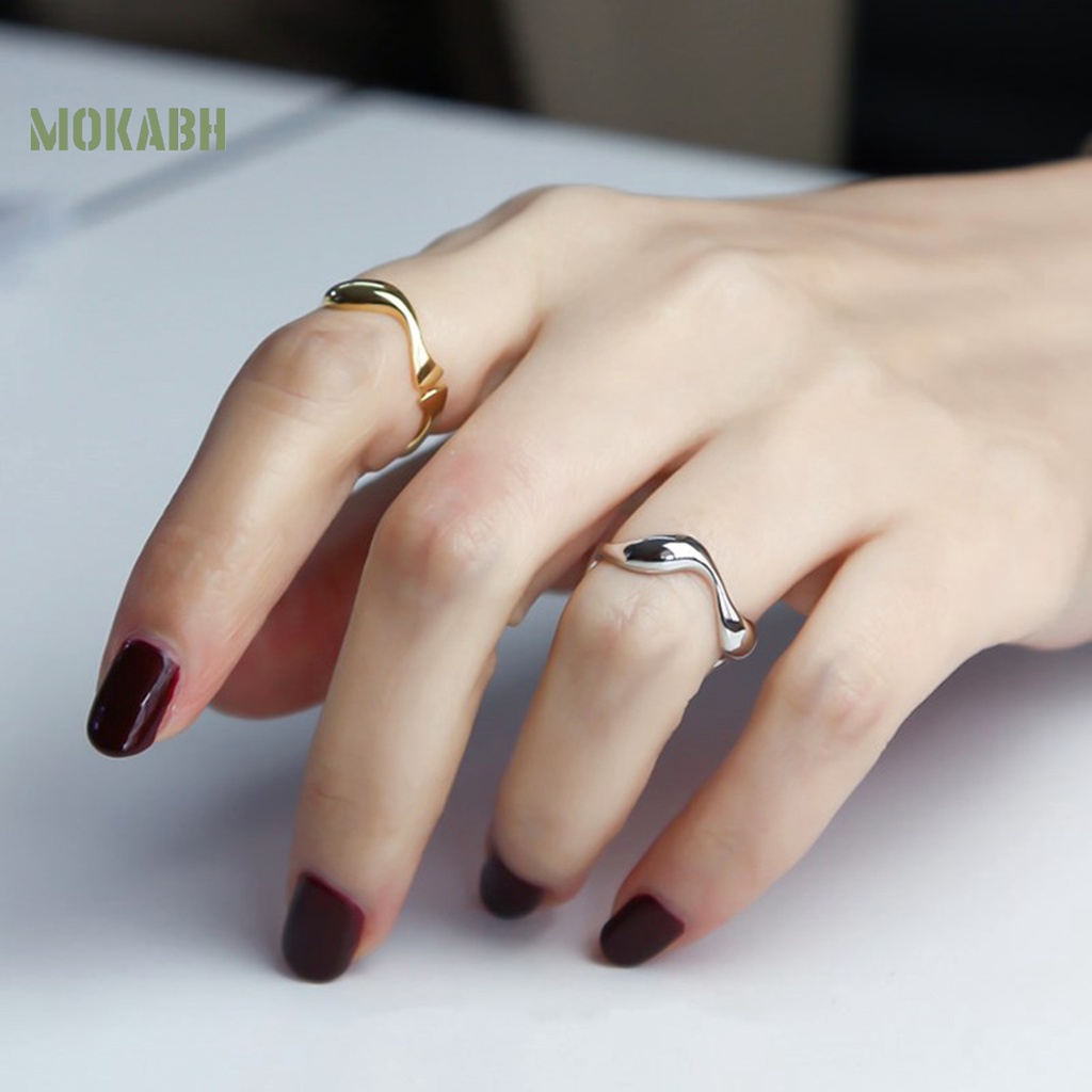 Nhẫn Đeo Ngón Tay Mạ Điện Màu Trơn Họa Tiết Hình Học Thời Trang