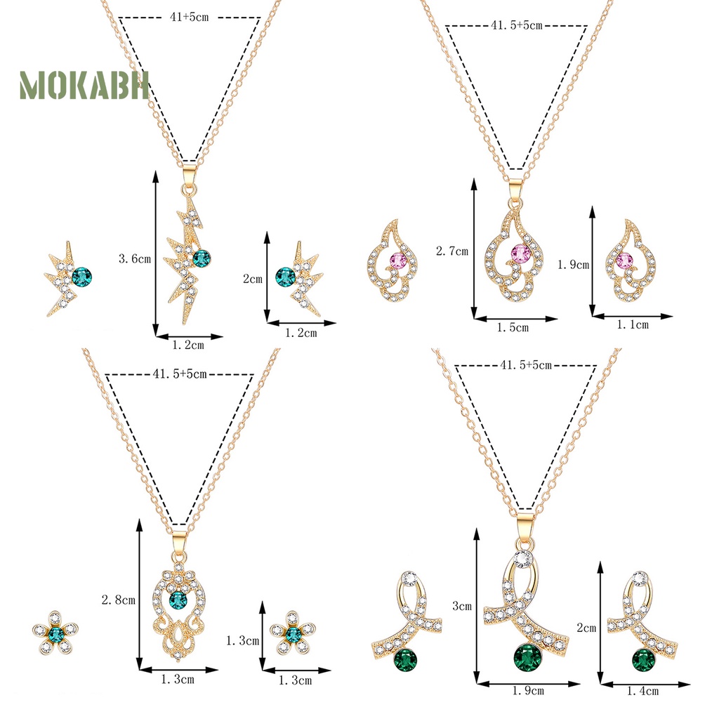 1 Bộ Vòng cổ + Bông Tai Hình Học Đính Đá Lấp Lánh Có Thể Điều Chỉnh Thời Trang Dành Cho Nữ