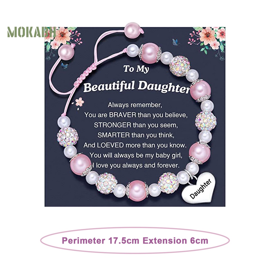 [Mới] Vòng Tay Đính Đá Ngọc Trai Giả Hình Chữ Cái Màu Tương Phản Lấp Lánh Có Thể Điều Chỉnh Làm