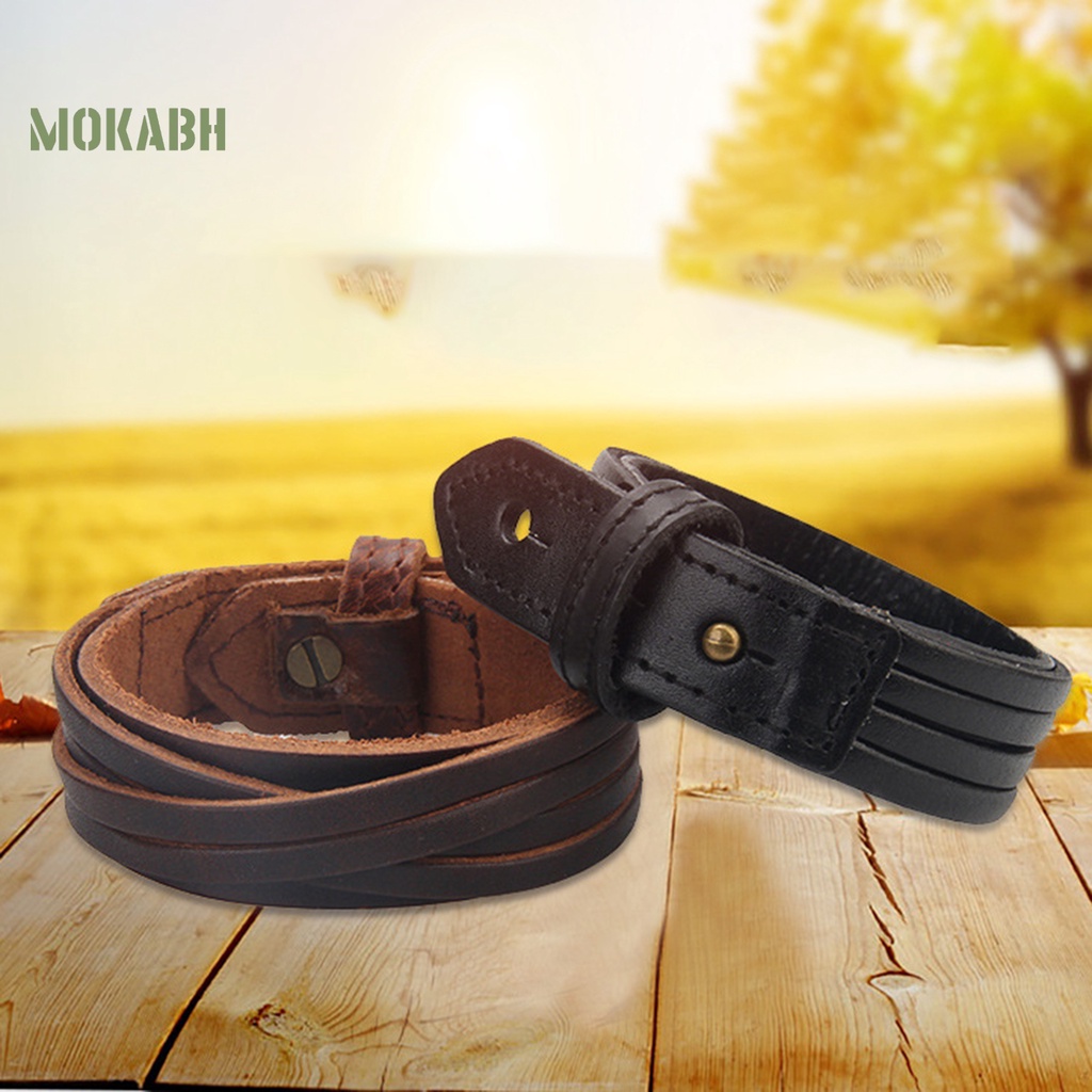 Vòng Tay Giả Da Bện Nhiều Lớp Phong Cách Punk Cá Tính Dùng Hàng Ngày