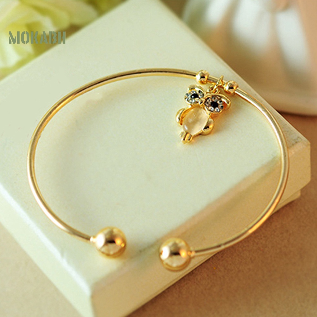 Vòng Tay HợP Kim DạNg Hở HìNh Cú MèO ĐíNh Đá ThờI Trang