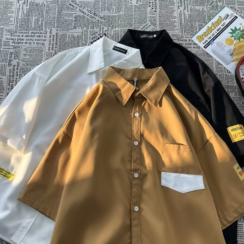 Áo Sơ Mi Tay Ngắn Phong Cách Hong Kong Thời Trang Mùa Hè Cho Nam