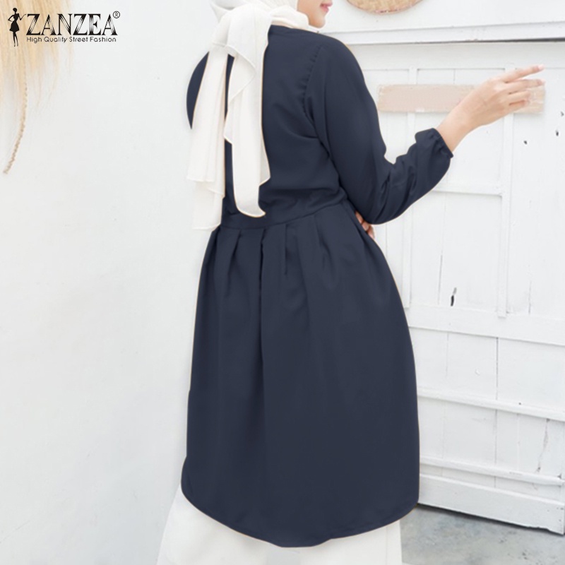 Zanzea Áo Tay Phồng Dài Phối Dây Rút Thời Trang Cho Phụ Nữ Hồi Giáo