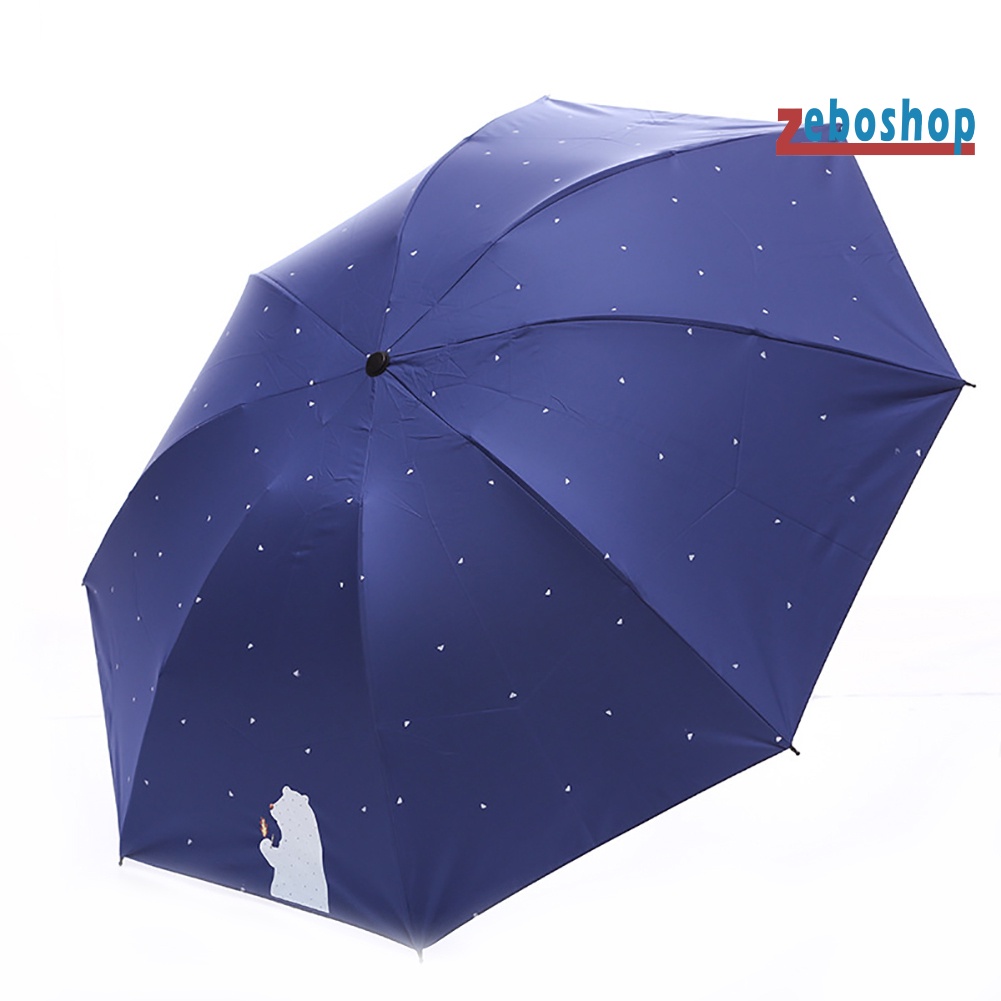 Dù Gấp 3 Khúc Chống Tia UV Họa Tiết Gấu Hoạt Hình Dễ Thương