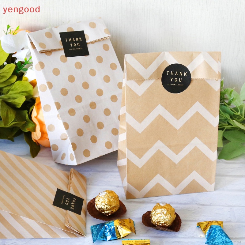 Bộ 5 Túi Giấy Kraft Đựng Bánh Kẹo / Thức Ăn Vặt Trang Trí Tiệc Cưới / Sinh Nhật