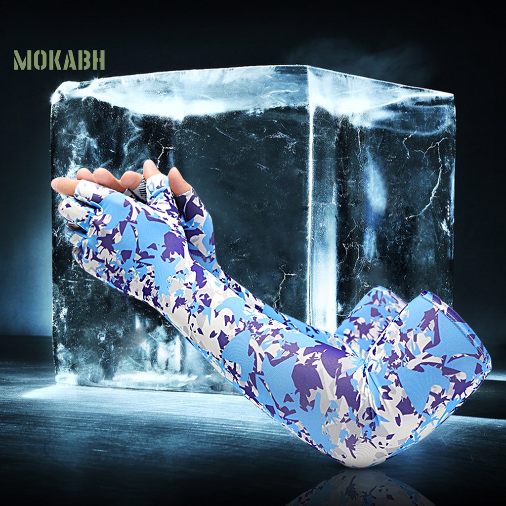 1 Cặp Ống Tay Áo Dài Bằng Lụa Lạnh Chống Trượt Họa Tiết Rằn Ri