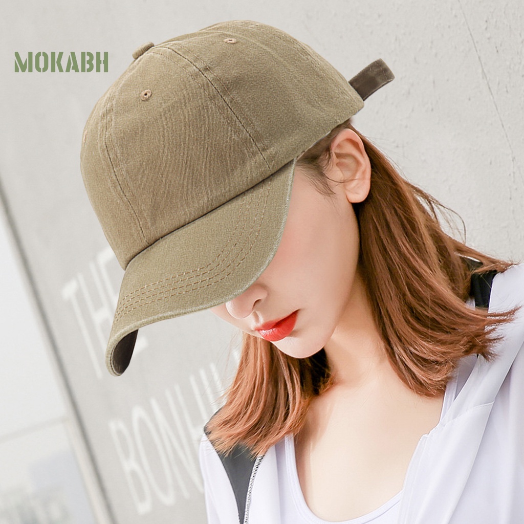 [Mok Abh] Mũ Bóng Chày Mềm Mại Có Khóa Cài Vành Lớn Thoải Mái Phong Cách Cổ Điển Có Thể Điều Chỉnh Dành