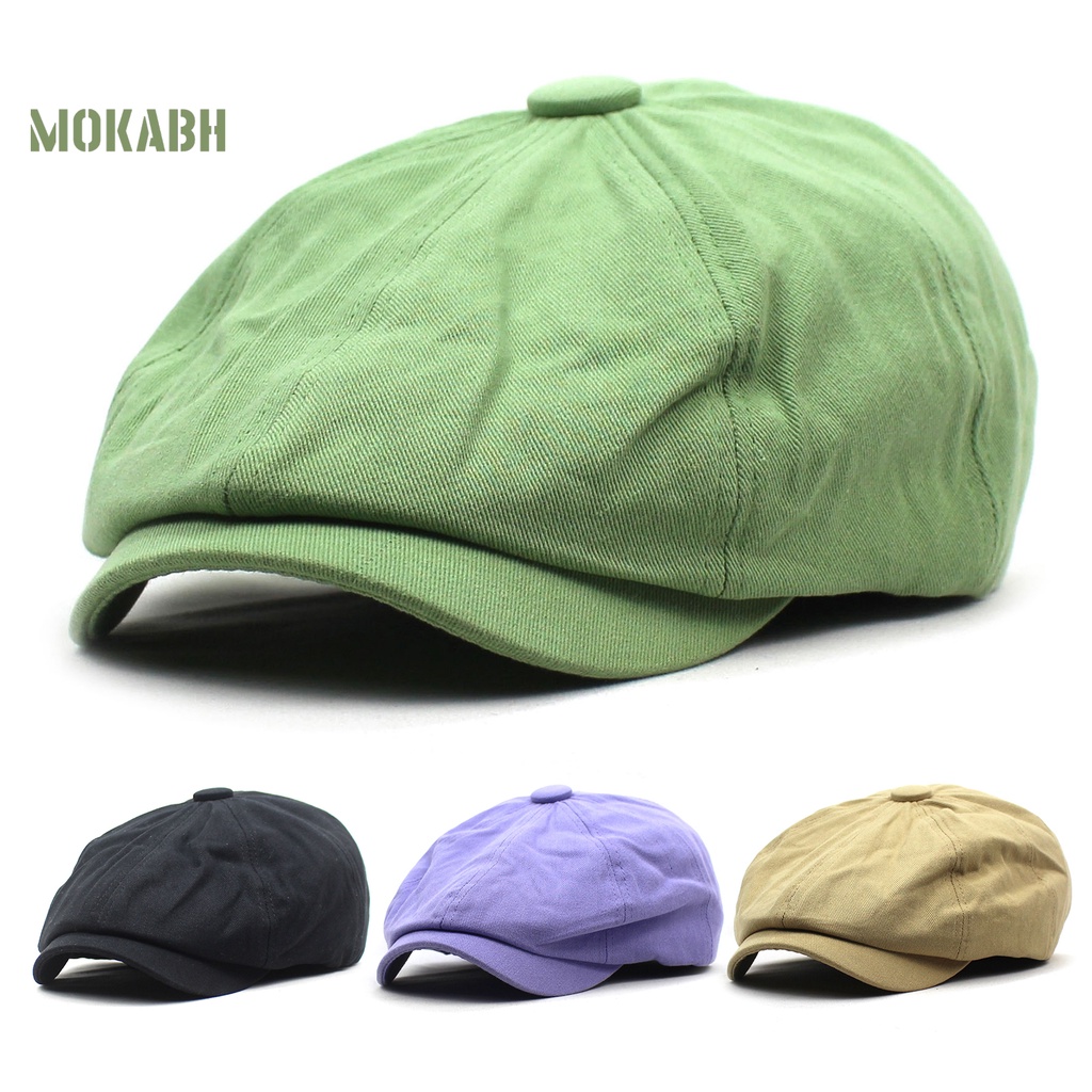 [Mok Abh] Mũ Lưỡi Trai Màu Trơn Co Giãn Phong Cách Vintage Có Thể Điều Chỉnh Kích Thước