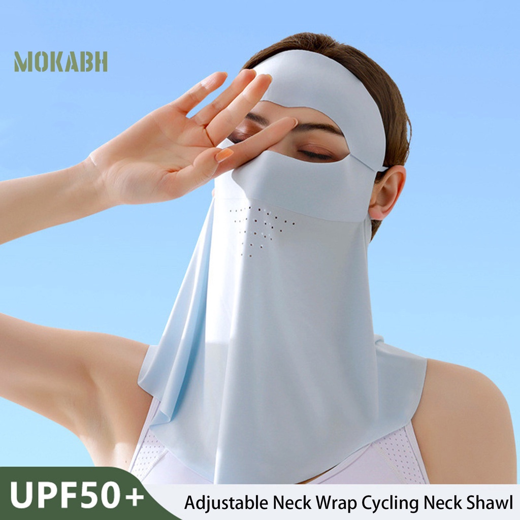 [Mok Abh] Khăn Choàng Cổ Che Mặt Chống Nắng Chống Bụi Chống Tia UV Bằng Lụa Lạnh Có Dây Buộc Tai Có Thể Điều Chỉnh Dành Cho Nữ Đi Xe Đạp