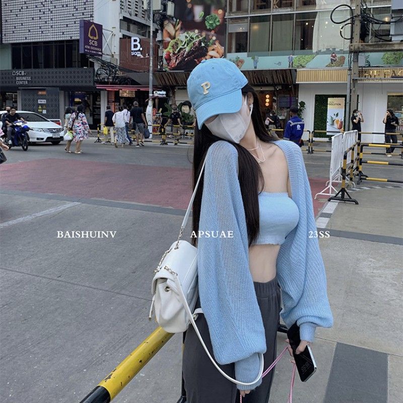 COZOK Áo Khoác cardigan Dệt Kim Tay Dài Màu Trơn Dễ Phối Đồ Hợp Thời Trang