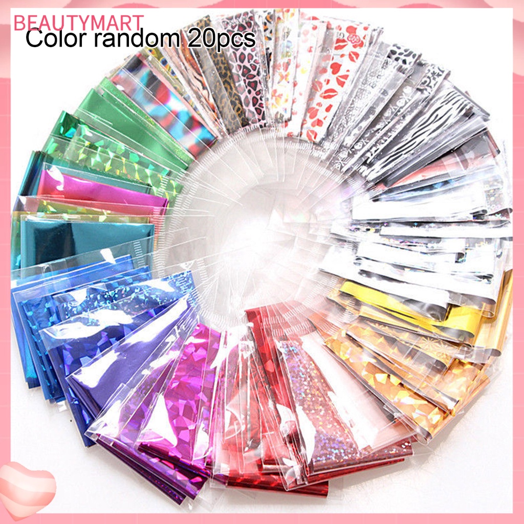 Bộ 20 Miếng Dán Lá Nhôm Trang Trí Móng Tay Nghệ Thuật DIY