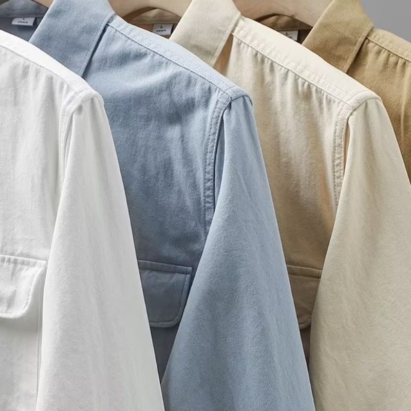 Áo Sơ Mi Cotton Dài Tay Phối Túi Thời Trang Xuân Thu Cho Nam