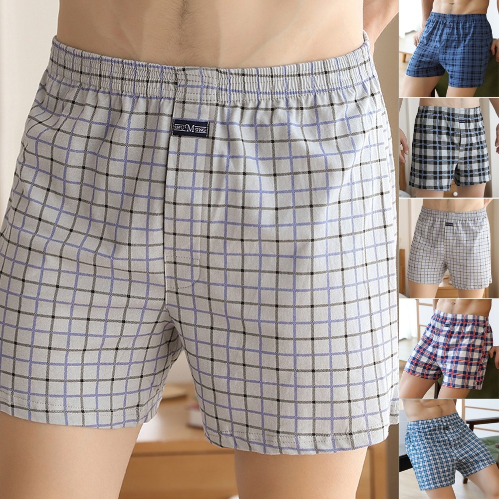 Quần Lót Boxer Chất Liệu Cotton Họa Tiết Sọc Caro Cao Cấp Thời Trang Dành Cho Nam