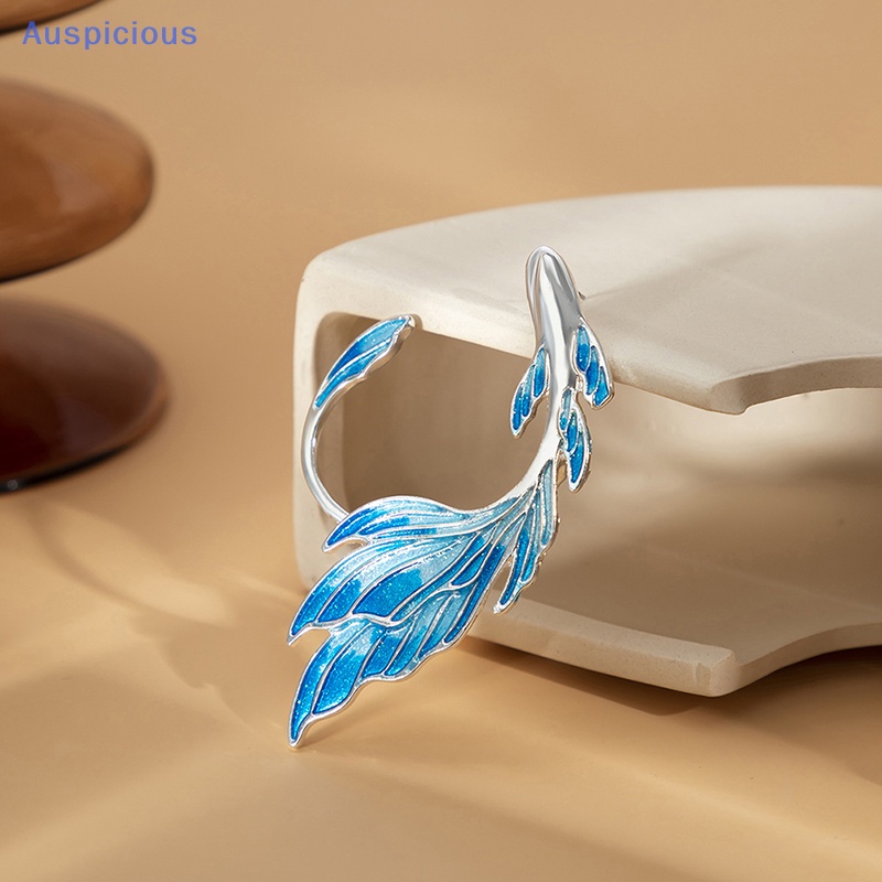 [AuspiciousV] Khuyên Kẹp Vành Tai Không Xỏ Lỗ Hình Đuôi Cá Màu Gradient Cá Vàng Biển Xanh Dương Thời Trang Cho Nữ