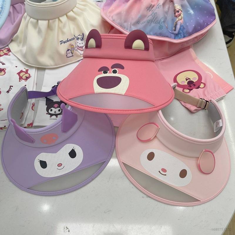 SANRIO Mũ Lưỡi Trai Nửa Đầu Chống Nắng Tia UV Họa Tiết Gấu / Dâu Tây Dễ Thương Cho Bé