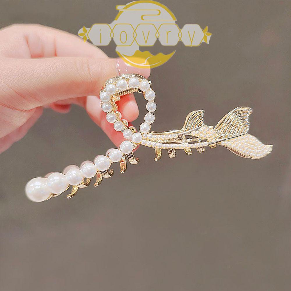 Kẹp Tóc Màu Ngà Hình Đuôi Cá Mập Cỡ Lớn Hợp Thời Trang Cho Nữ