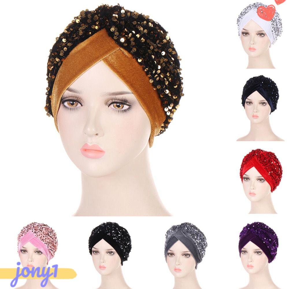 Mũ Turban Đính Kim Sa Lấp Lánh Thời Trang Cho Nữ