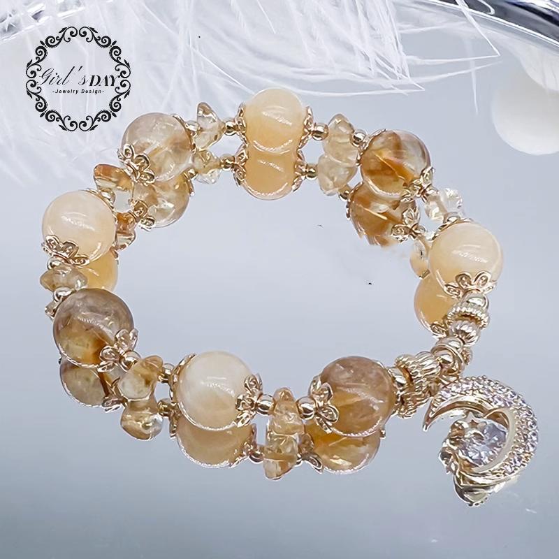 Vòng Đeo Tay May Mắn Bằng Lụa Màu Vàng Pha Lê Cho Nữ