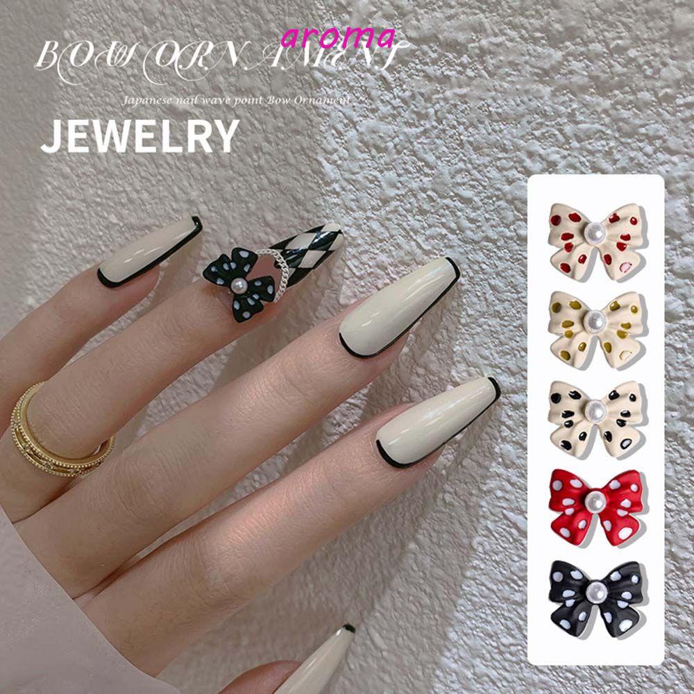 Phụ Kiện Trang Trí Móng Tay Hình Nơ Chấm Bi Bằng Hợp Kim DIY