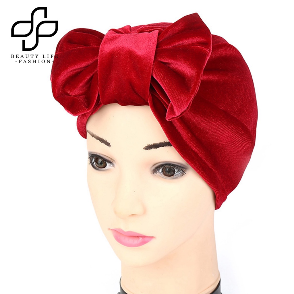 Băng Đô Nhung Co Giãn Màu Trơn Thắt Nơ Tháo Rời Được Thời Trang