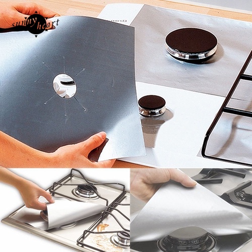 Set 4 Tấm Lót Bảo Vệ Bếp Ga Hình Vuông Tiện Dụng