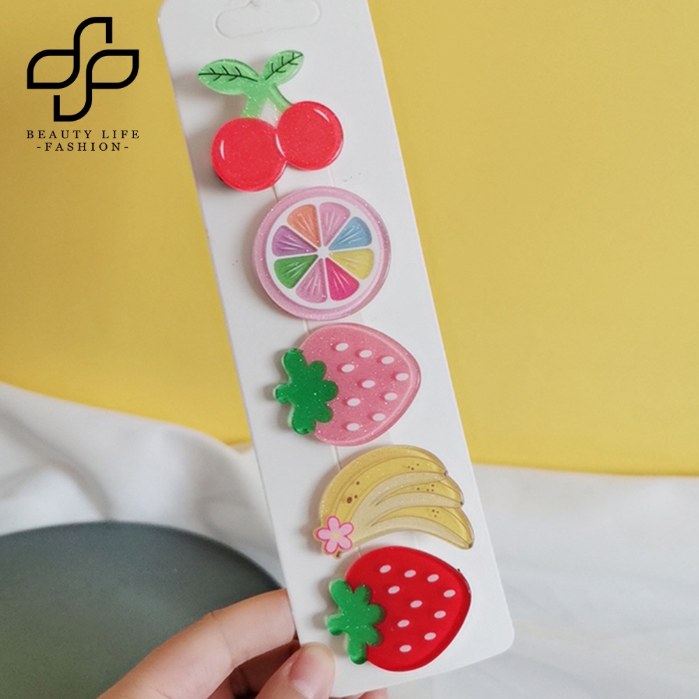 Bộ 2 Kẹp Tóc Hình Trái Cây / Cà Rốt / Dâu Tây Dễ Thương Cho Nữ