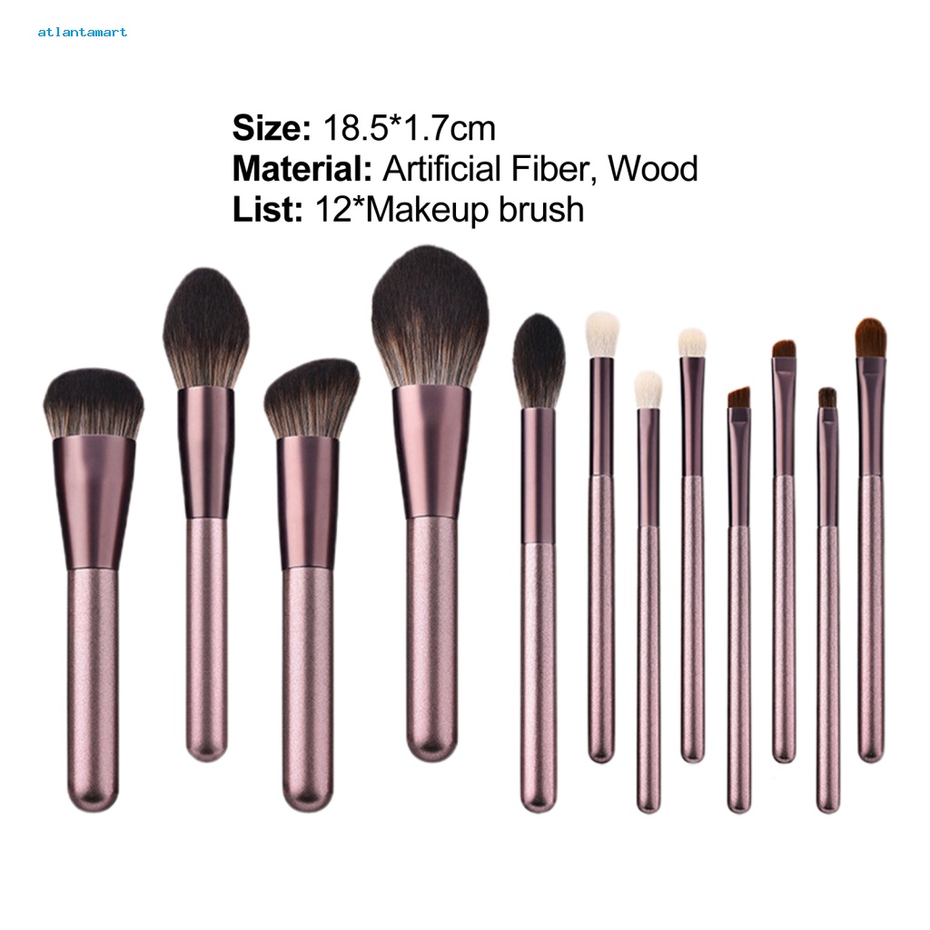 Túi Đựng Đồ Dùng Cao Cấp Tiện Dụng| Set 12 Cọ Trang Điểm Tay Cầm Bằng Gỗ Cho Nữ