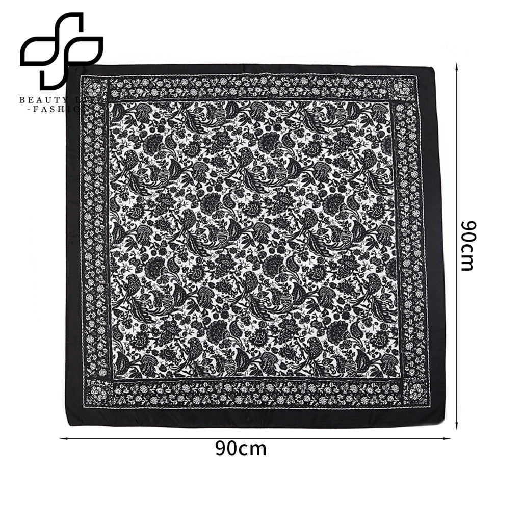 Khăn Choàng Cổ Bằng Vải Lụa Mềm Thoáng Khí Phối Màu Tương Phản Phong Cách Dân Tộc Cổ Điển Dành Cho Bạn Nữ