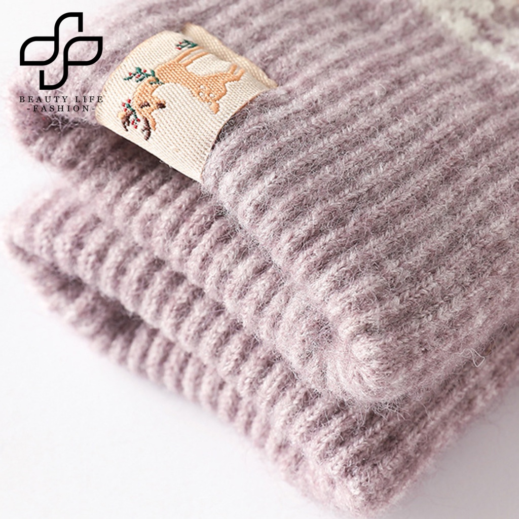 1 Đôi Găng Tay Mùa Đông Dệt Kim Dày Mềm Mại Co Giãn Có Thể Chạm Màn Hình Cảm Ứng Cho Nữ