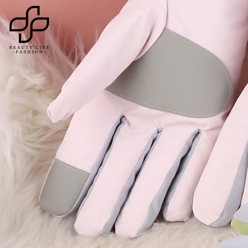 1 Đôi Găng Tay Thể Thao Trượt Tuyết Lót Lông Cừu Dày Chống Nước Chống Gió Màn Hình Cảm Ứng
