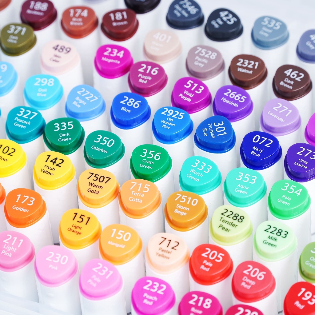 Bút màu marker hai đầu ZhongCai cao cấp hộp nhựa 60/80/108 màu, hoạ cụ tô màu chuyên nghiệp NO.701