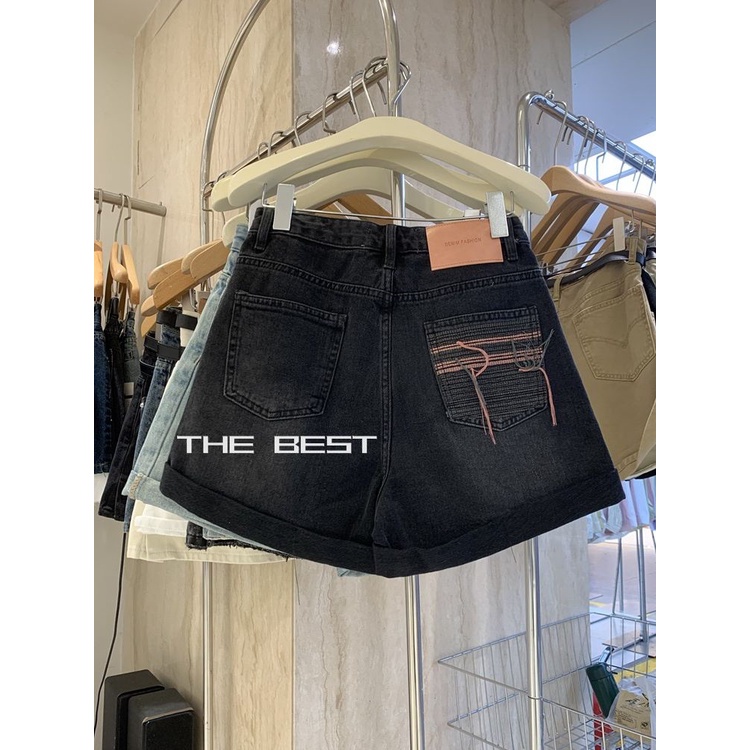 Quần Short Denim Lưng Cao Ống Rộng Thời Trang Mùa Hè Hàn Quốc 2023