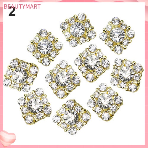 Bộ 10 Miếng Dán Móng Tay Nghệ Thuật Bằng Hợp Kim Đính Đá Pha Lê Xinh Xắn DIY