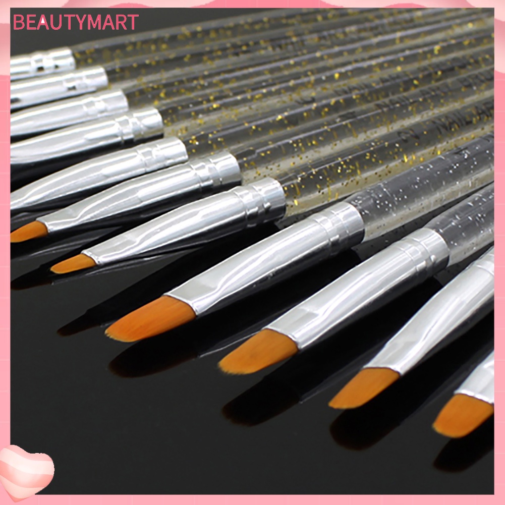 Set 7 Cọ Vẽ Móng Tay Đầu Pha Lê Giả Trong Suốt Bằng Thép Không Gỉ