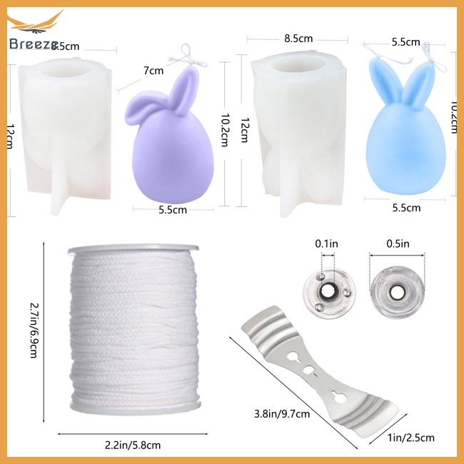 Bộ 2 Khuôn Silicone Làm Nến Hình Thỏ Chống Dính Chịu Nhiệt Độ Cao Diy