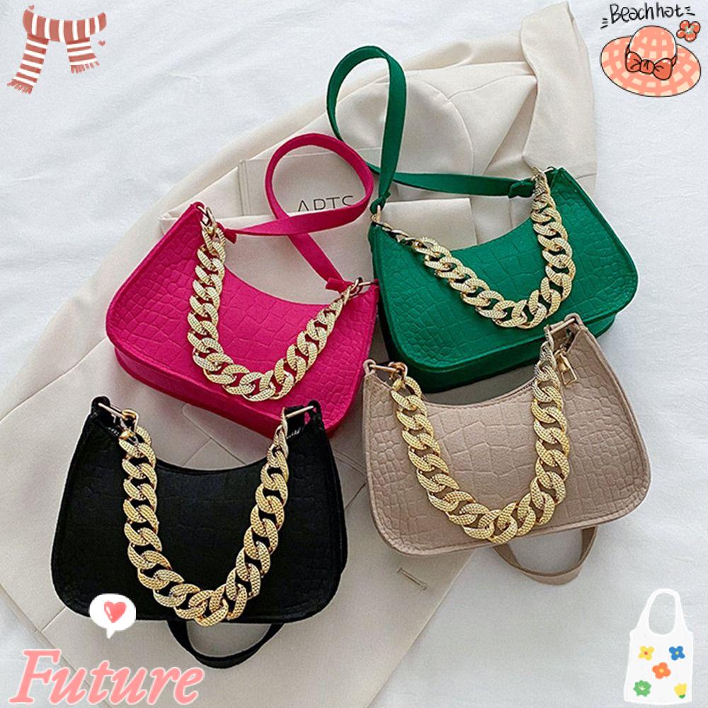 Túi Đeo Vai Phối Dây Xích Kim Loại Thiết Kế Thanh Lịch Cho Nữ