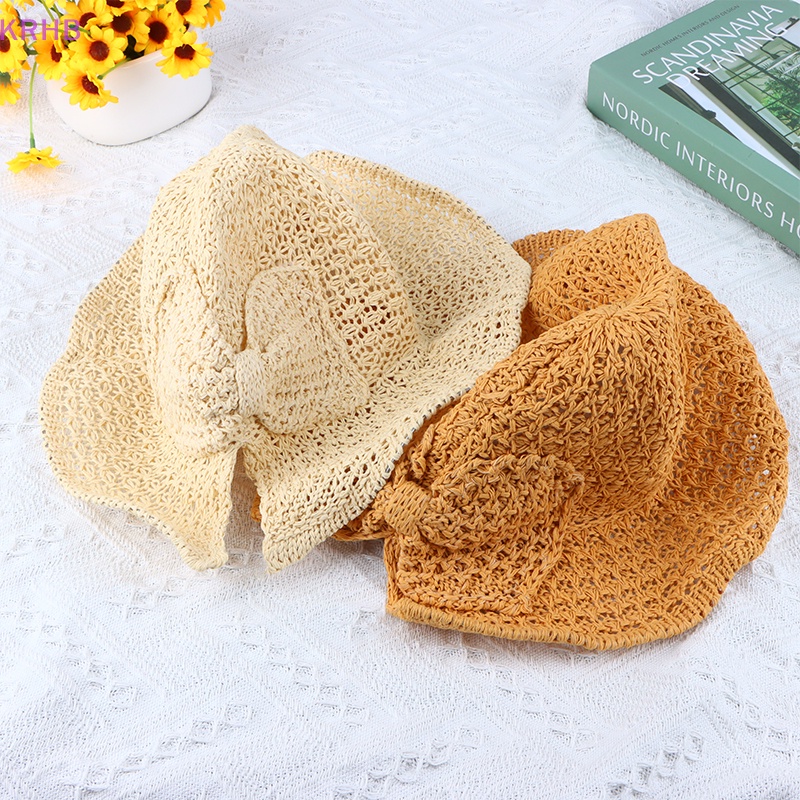 Nón Tai Bèo Vành Rộng Thắt Nơ Có Thể Gập Lại Thời Trang Mùa Hè Cho Nữ Mới